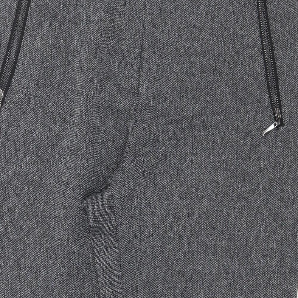 Dorothy Perkins Womens Grey Polyester Carrot Trousers Size 12 Regular Zip - Zipped Pockets