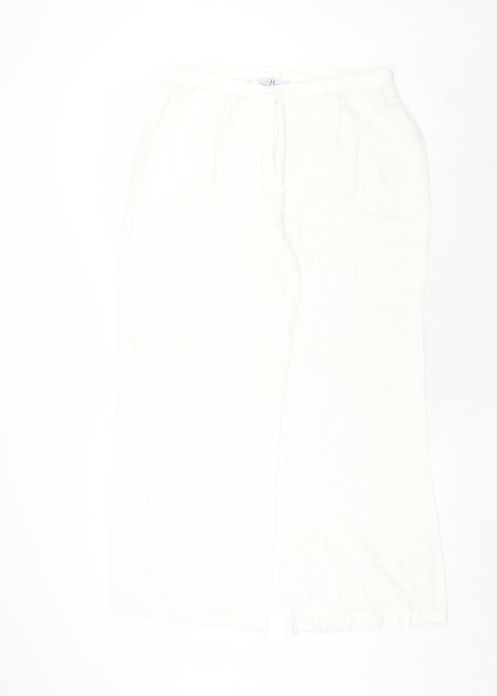 Joanna Hope Womens Ivory Viscose Trousers Size 14 Regular Zip