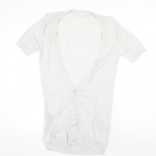 New Look Womens Grey V-Neck Viscose Cardigan Jumper Size 10 Button