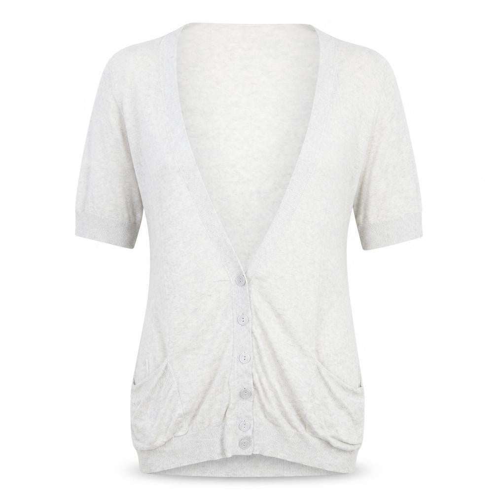 New Look Womens Grey V-Neck Viscose Cardigan Jumper Size 10 Button