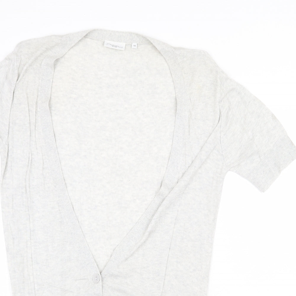 New Look Womens Grey V-Neck Viscose Cardigan Jumper Size 10 Button
