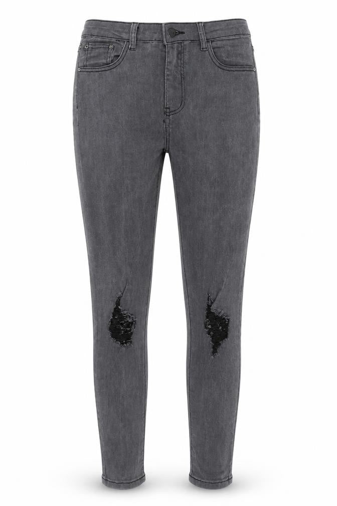 PRETTYLITTLETHING Womens Grey Cotton Skinny Jeans Size 10 Regular Zip