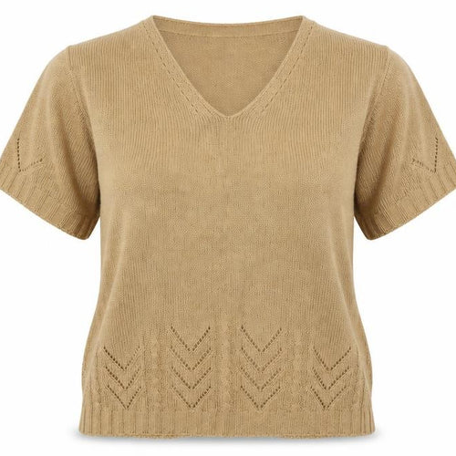 Berketex Womens Beige V-Neck Acrylic Pullover Jumper Size 10