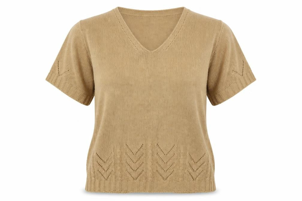 Berketex Womens Beige V-Neck Acrylic Pullover Jumper Size 10