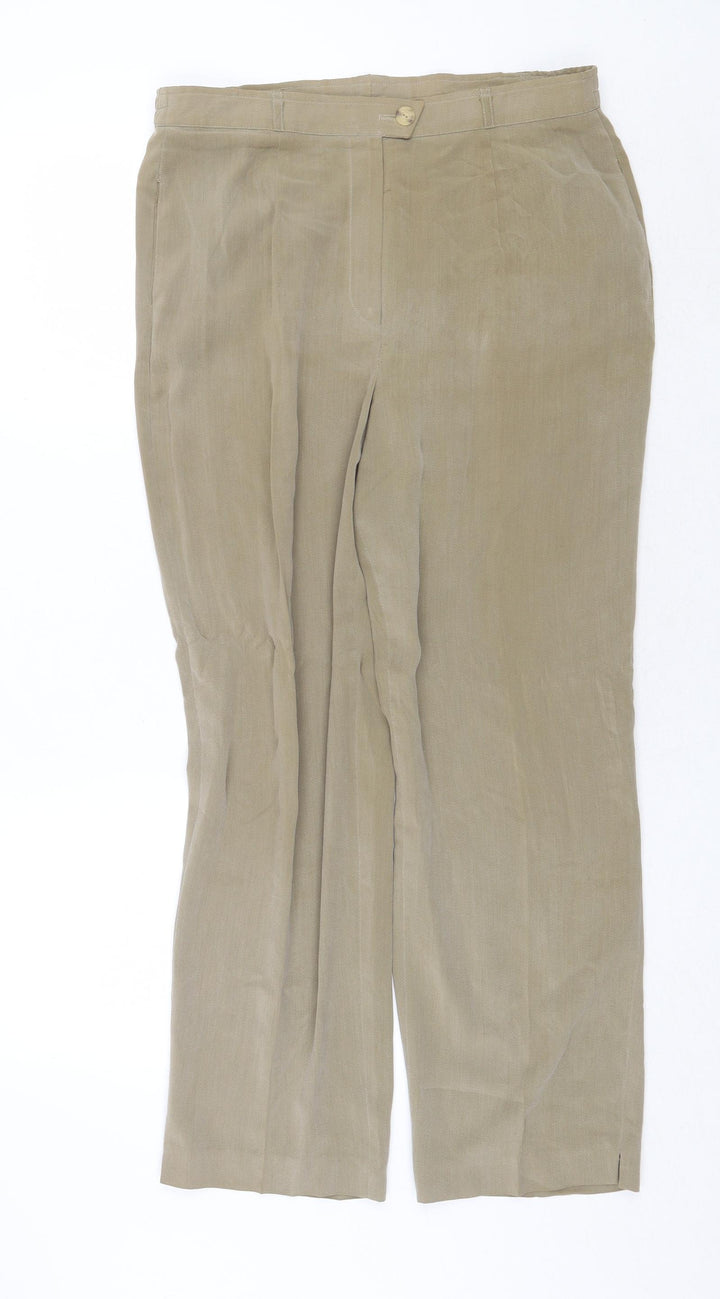 Gerry Weber Womens Brown Polyester Trousers Size 16 Regular Zip