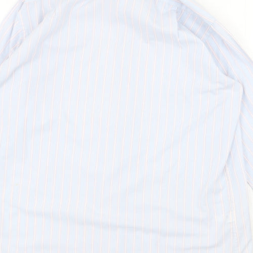 Marks and Spencer Mens Blue Pinstripe Polyester Dress Shirt Size 15.5 Collared Button