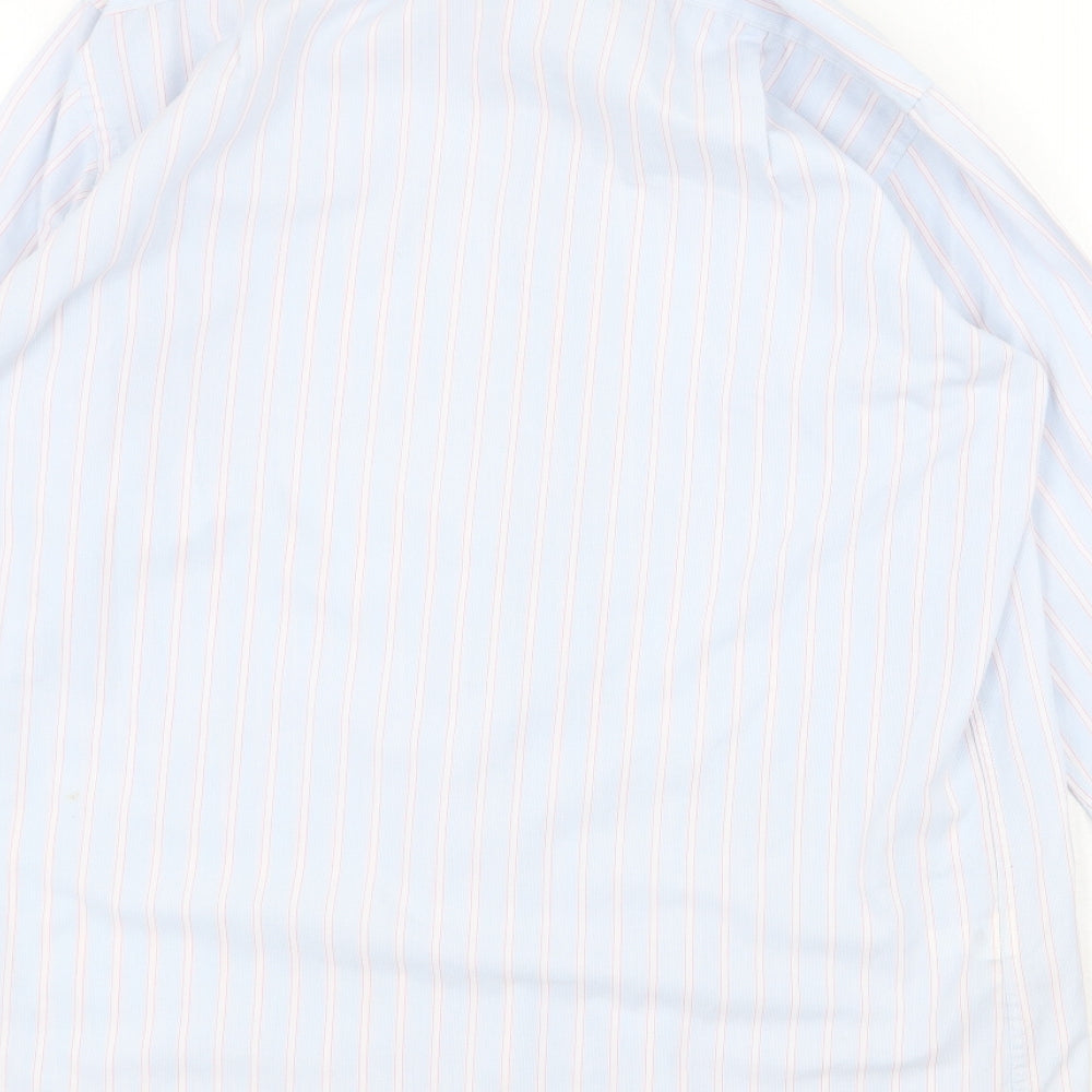 Marks and Spencer Mens Blue Pinstripe Polyester Dress Shirt Size 15.5 Collared Button