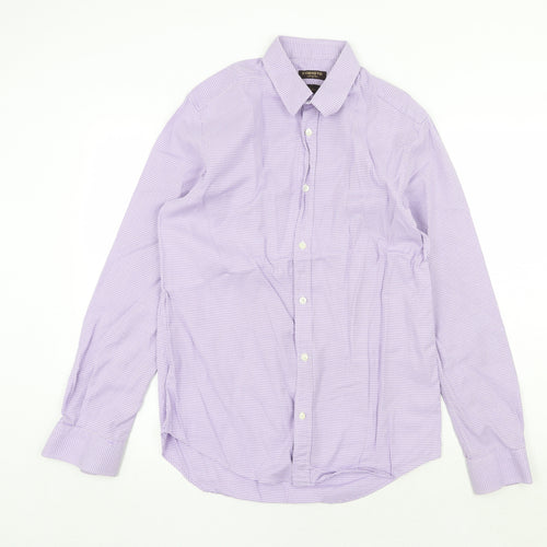 Corsivo Mens Purple Geometric Cotton Button-Up Size 15.5 Collared Button