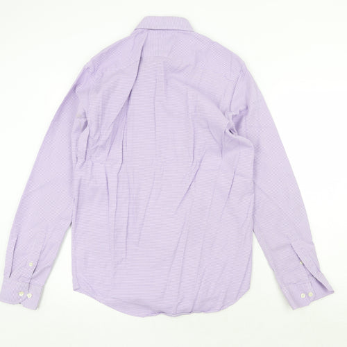 Corsivo Mens Purple Geometric Cotton Button-Up Size 15.5 Collared Button