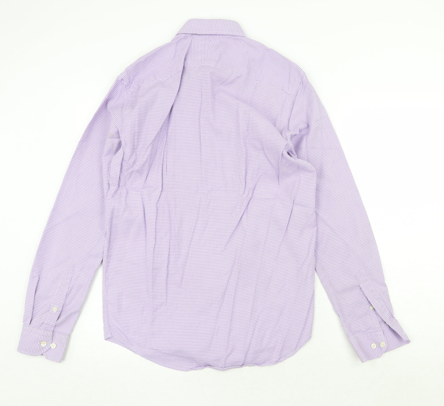 Corsivo Mens Purple Geometric Cotton Button-Up Size 15.5 Collared Button