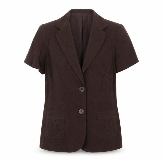 Front view of BHS women’s brown jacket blazer, size UK 12, button