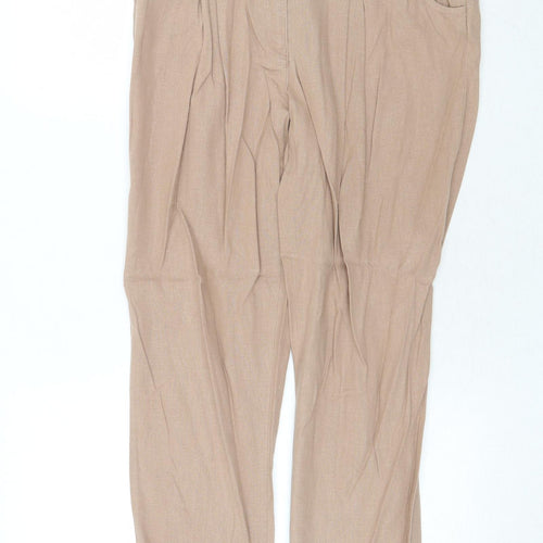 New Look Womens Beige Linen Chino Trousers Size 12 Regular Zip