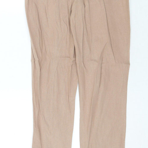 New Look Womens Beige Linen Chino Trousers Size 12 Regular Zip
