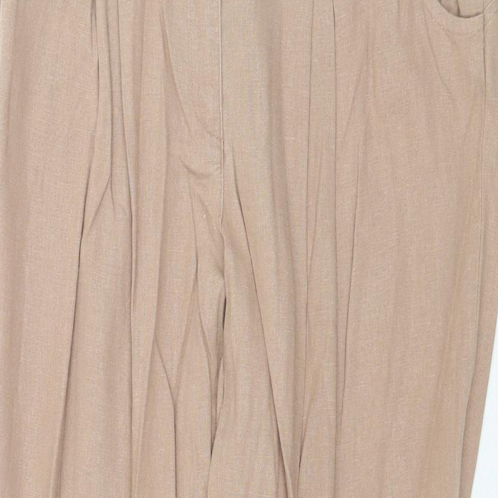 New Look Womens Beige Linen Chino Trousers Size 12 Regular Zip