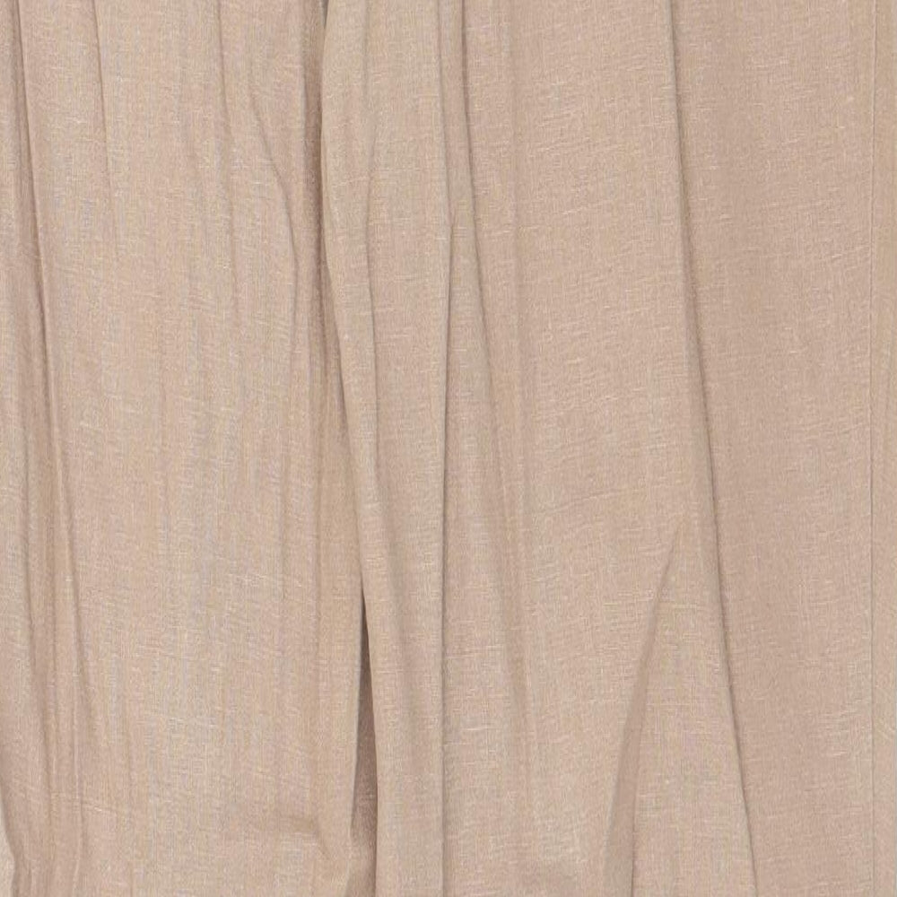 New Look Womens Beige Linen Chino Trousers Size 12 Regular Zip