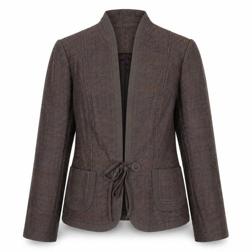 Debenhams Womens Brown Geometric Jacket Blazer Size 14 Tie