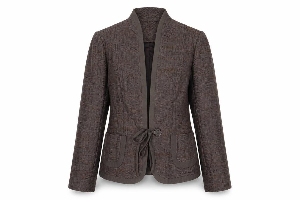 Debenhams Womens Brown Geometric Jacket Blazer Size 14 Tie