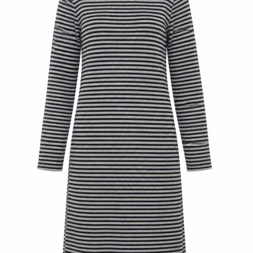 Poof Womens Grey Striped Polyester Jumper Dress Size S Mock Neck Pullover