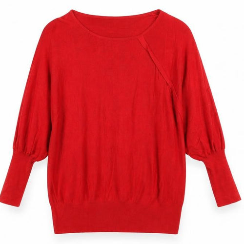 Pomdoro Womens Red Round Neck Viscose Pullover Jumper Size 18