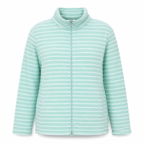 Anne De Lancay Womens Green Striped Jacket Size L Zip