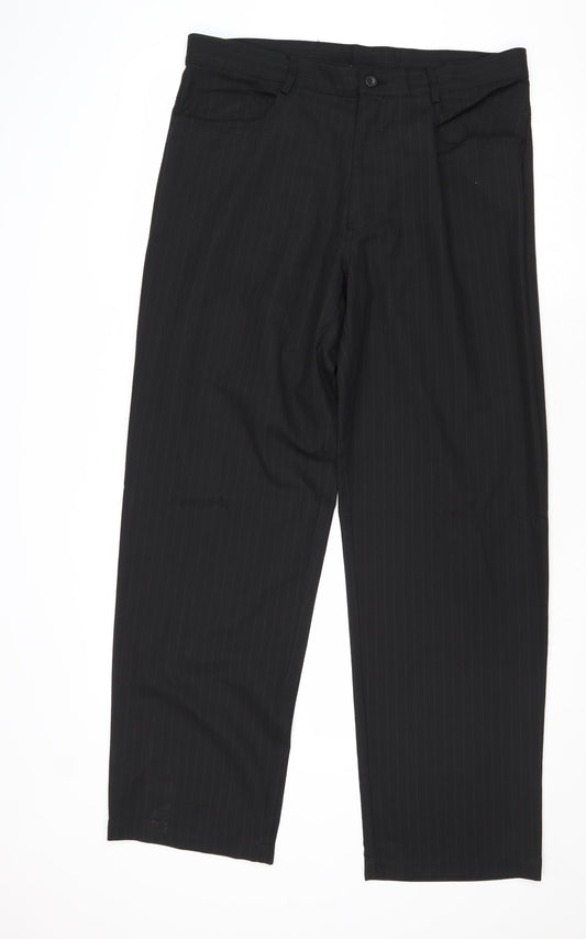 Jeff Banks Mens Black Polyester Trousers Size 34 in Regular