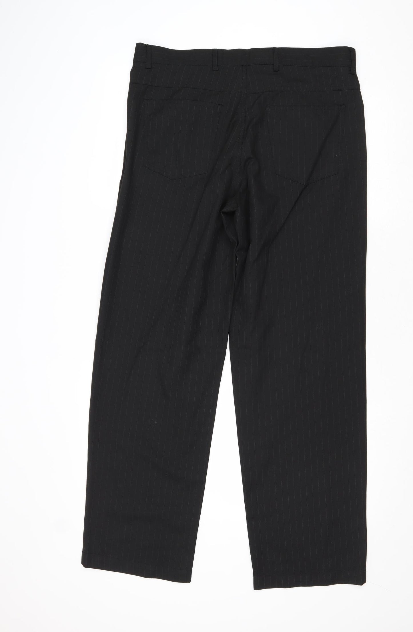 Jeff Banks Mens Black Polyester Trousers Size 34 in Regular