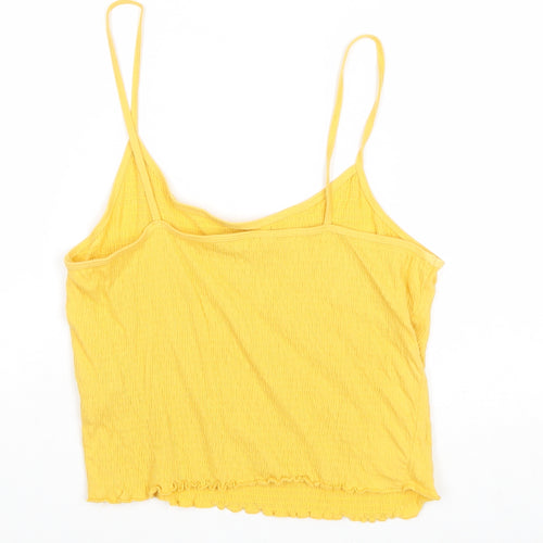 New Look Womens Yellow Cotton Camisole Tank Size 12 Scoop Neck - Textured