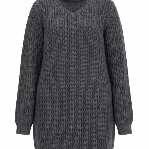 Blue Vanilla Womens Grey V-Neck Acrylic Pullover Jumper Size M