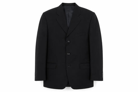 Front view of Zantos men’s black polyester jacket suit jacket, size L, regular