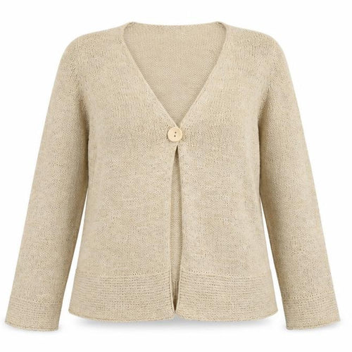 C.M.D Womens Beige V-Neck Acrylic Cardigan Jumper Size L