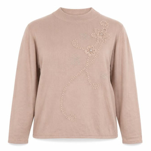 Fay Louise Womens Pink Round Neck Floral Acrylic Pullover Jumper Size XL