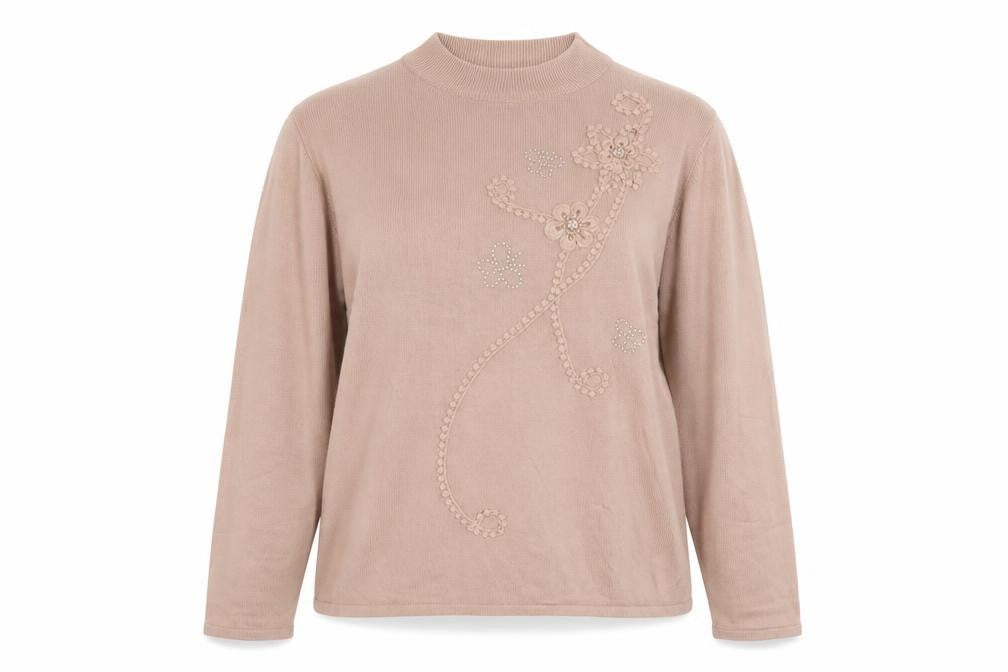 Fay Louise Womens Pink Round Neck Floral Acrylic Pullover Jumper Size XL
