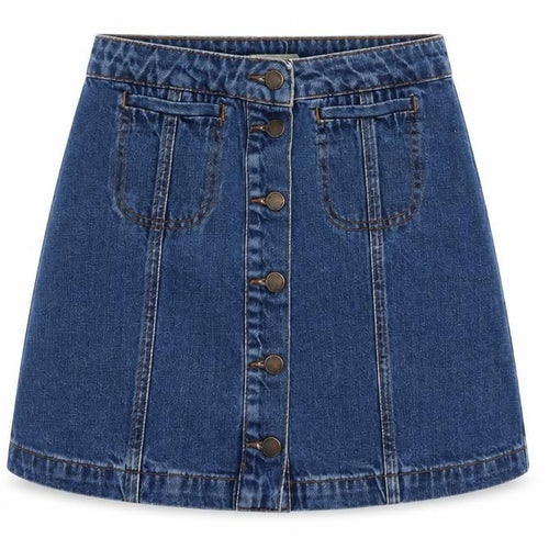 Topshop Womens Blue Cotton A-Line Skirt Size 26 in Button