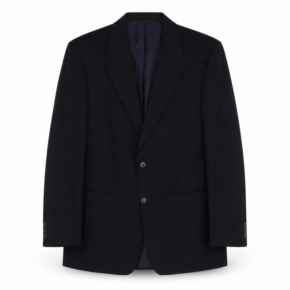 Front view of Marks & Spencer men’s blue polyester jacket suit jacket, size M, regular