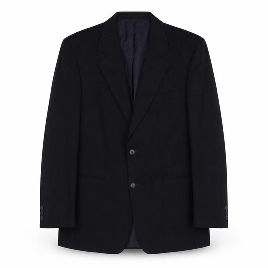Front view of Marks & Spencer men’s blue polyester jacket suit jacket, size M, regular