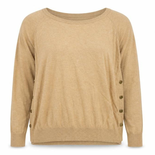 Marks and Spencer Womens Beige Boat Neck Cotton Pullover Jumper Size L