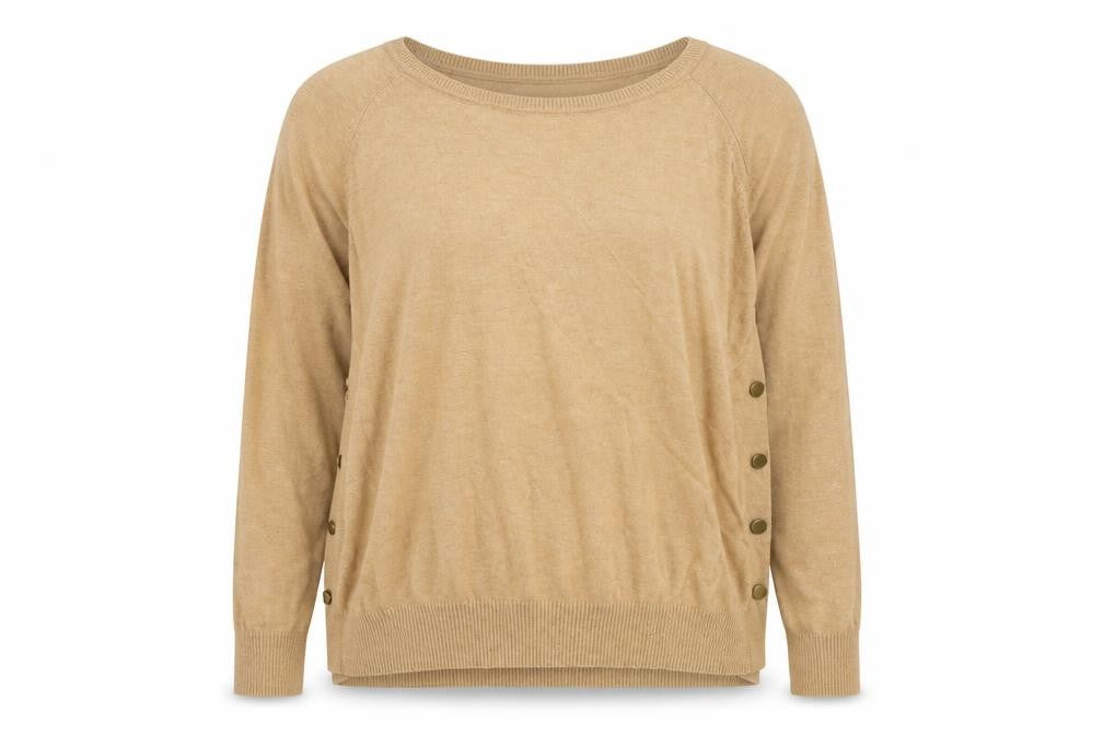 Marks and Spencer Womens Beige Boat Neck Cotton Pullover Jumper Size L