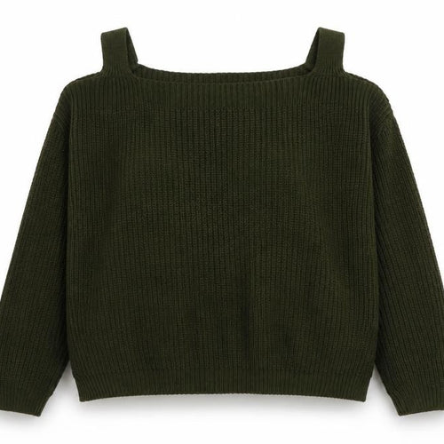 Dorothy Perkins Womens Green Round Neck Acrylic Pullover Jumper Size 10 - Cold Shoulder