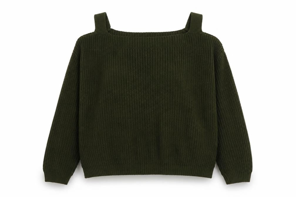 Dorothy Perkins Womens Green Round Neck Acrylic Pullover Jumper Size 10 - Cold Shoulder