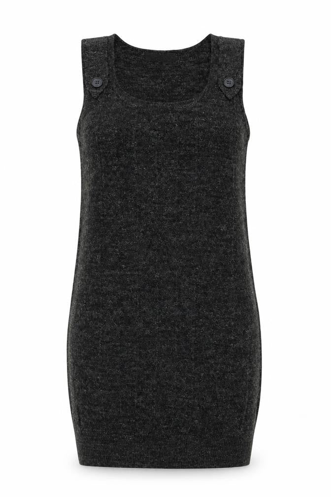 Ignite Womens Grey Acrylic Pinafore/Dungaree Dress Size S Round Neck Pullover