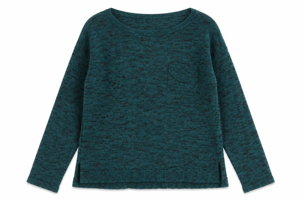 Front view of H&M women’s green boat neck polyester jumper, size XS