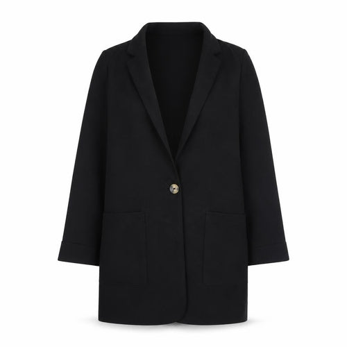 New Look Womens Black Herringbone Jacket Size 6 Button