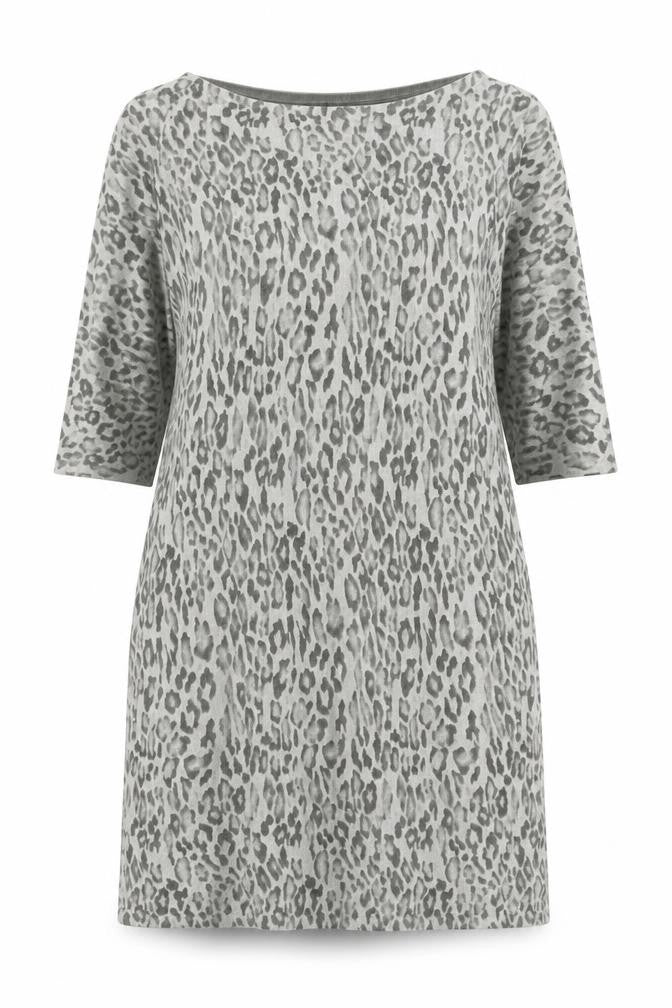 ASOS Womens Beige Animal Print Acrylic A-Line Size 14 Boat Neck Pullover - Leopard Pattern
