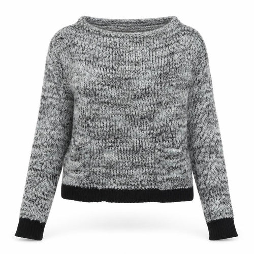 Katsumi Womens Grey Round Neck Geometric Acrylic Pullover Jumper Size S