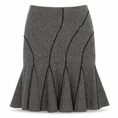 Mandolin Womens Grey Herringbone Acrylic Trumpet Skirt Size 16 Zip