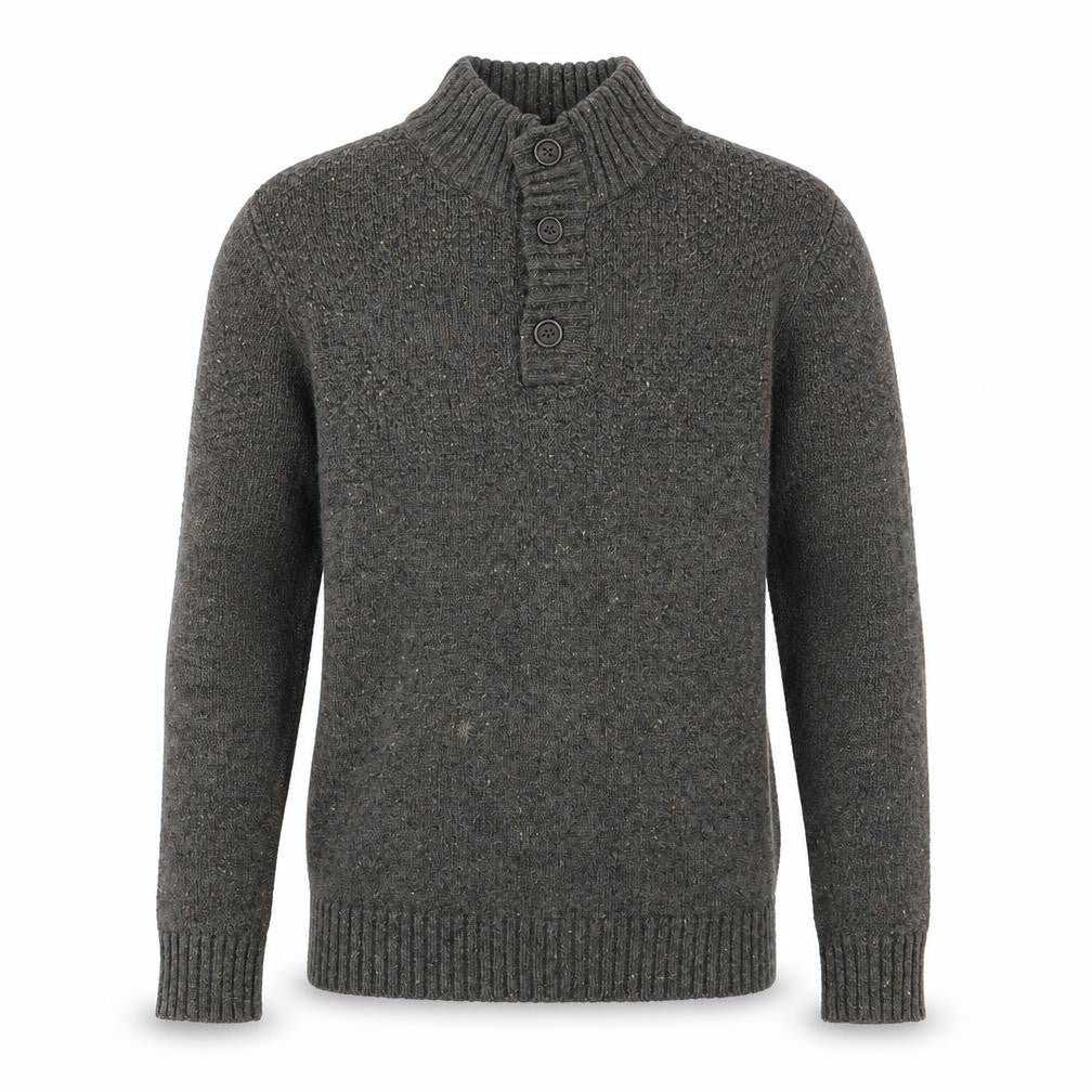 RJR.John Rocha Mens Grey High Neck Cotton Pullover Jumper Size M Long Sleeve