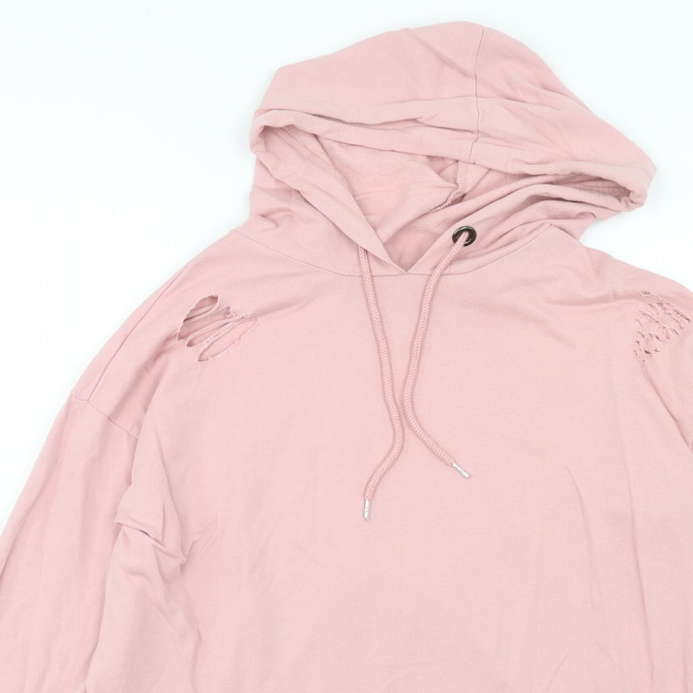 Select Womens Pink Cotton Pullover Hoodie Size 8 Pullover - Distressed