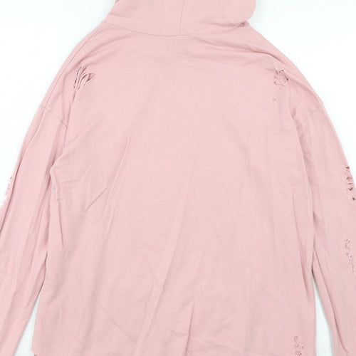 Select Womens Pink Cotton Pullover Hoodie Size 8 Pullover - Distressed