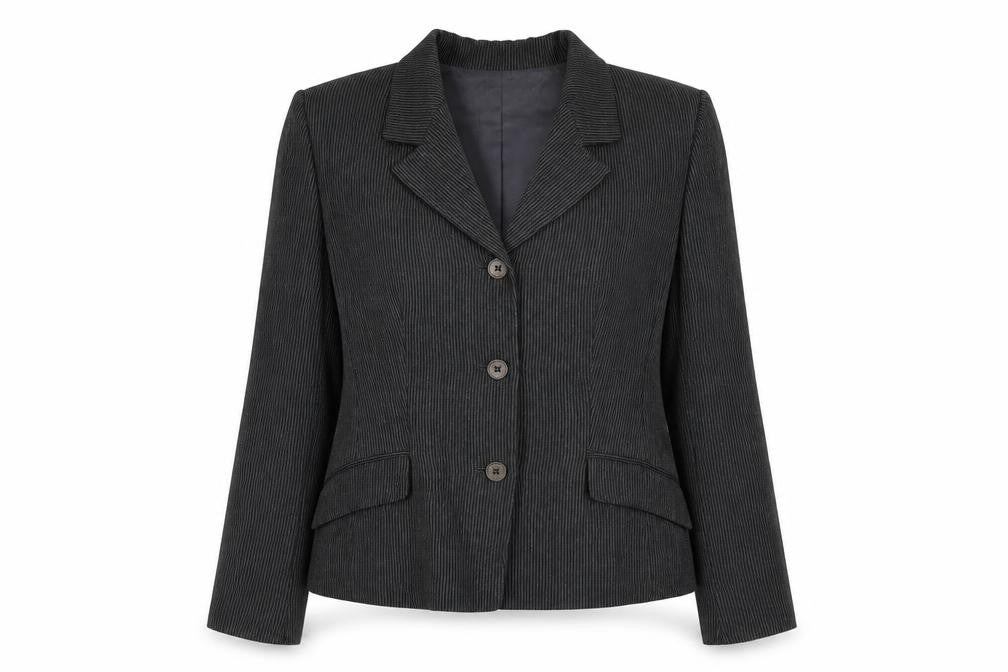 Studio Womens Black Striped Viscose Jacket Blazer Size 6