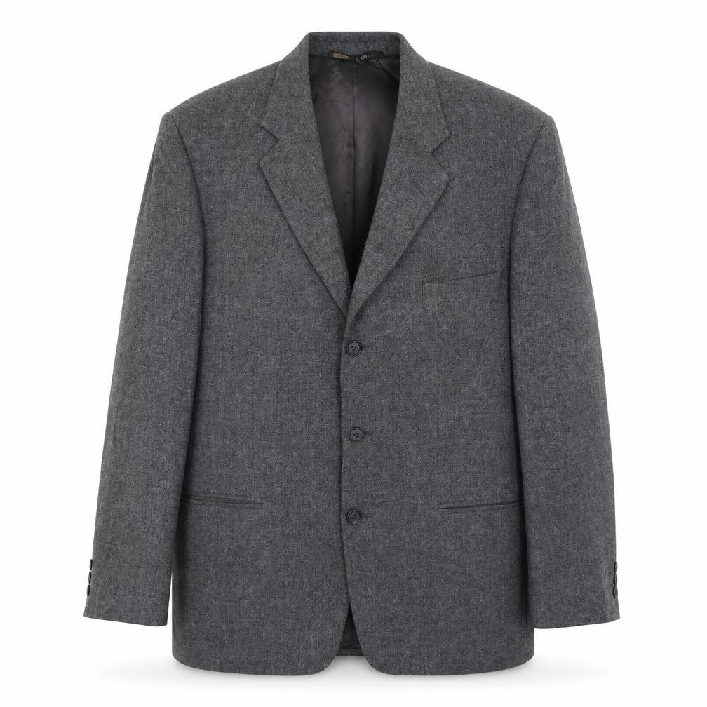 Front view of Marks & Spencer men’s grey wool jacket blazer, size 42, regular